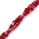 Faceted glass beads Cube 2x2mm Red dahlia-pearl shine coating